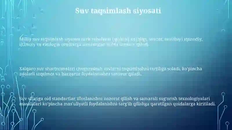 Xalqaro suv obyektlaridan foydalanish tartibi 3