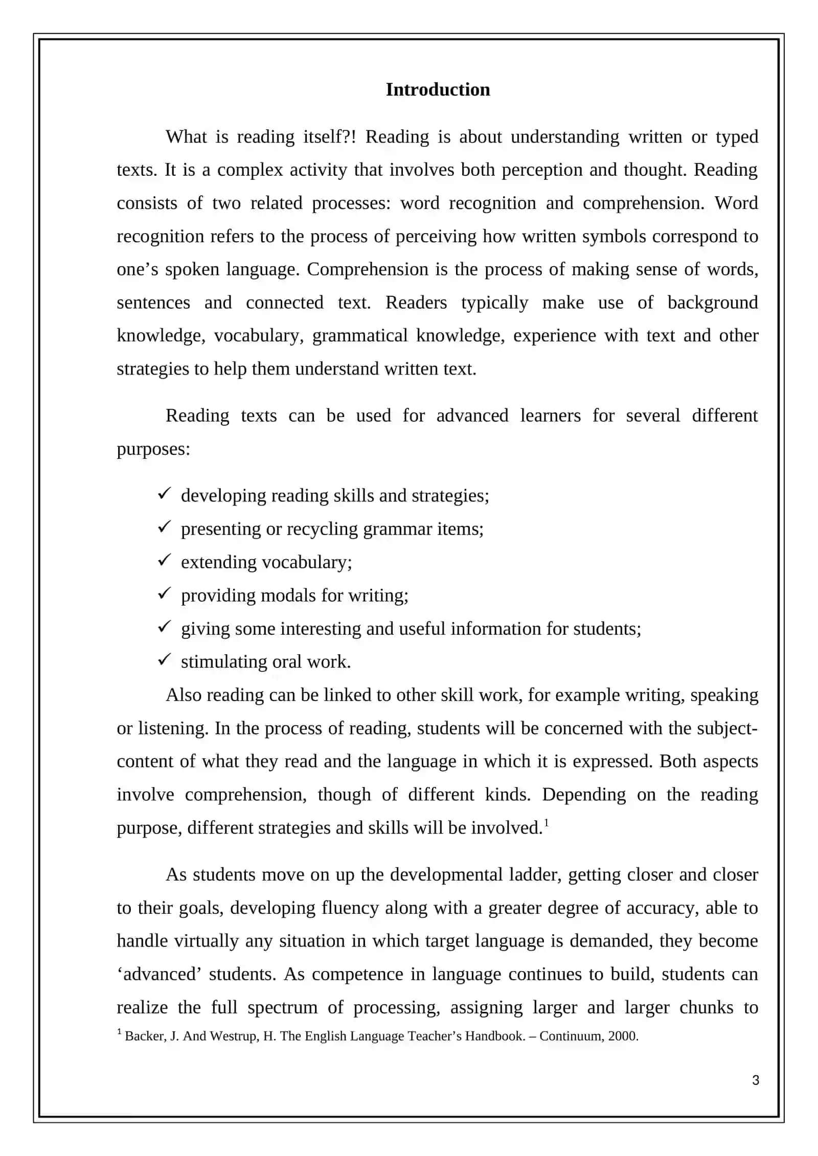 Reading as an interactive process. Creating pre-, while-, post-reading activities 3
