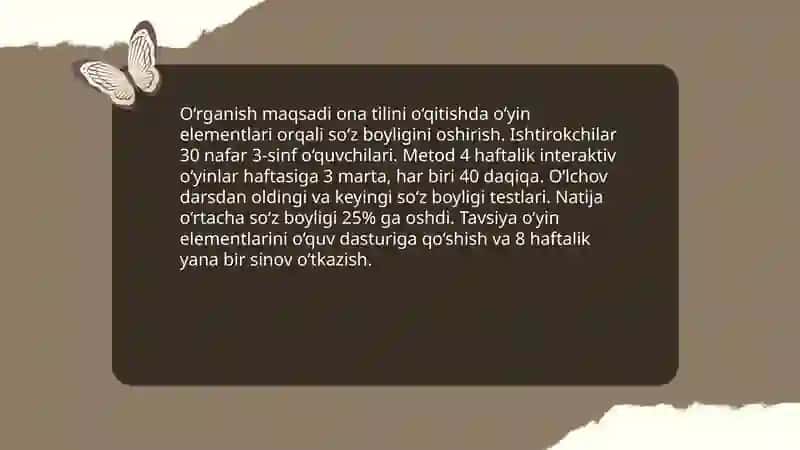 Ona tilini òqitishga oid kichik tajribaviy tadqiqotlar olib borish 3