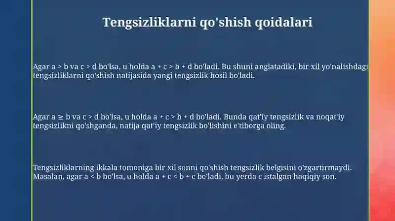 Tengsizliklarni qoʻshish va koʻpaytirish 3