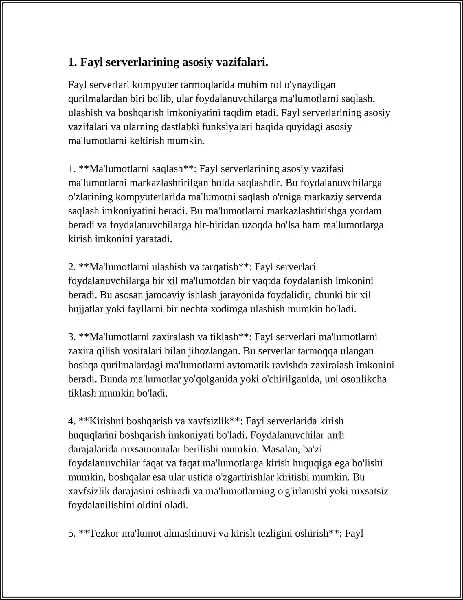 WINDOWS OPERATSION TIZIMIDA FAYL SERVERLARINI DOIMIY ISHLASHINI TA’MINLASH VA BOSHQARISH 3