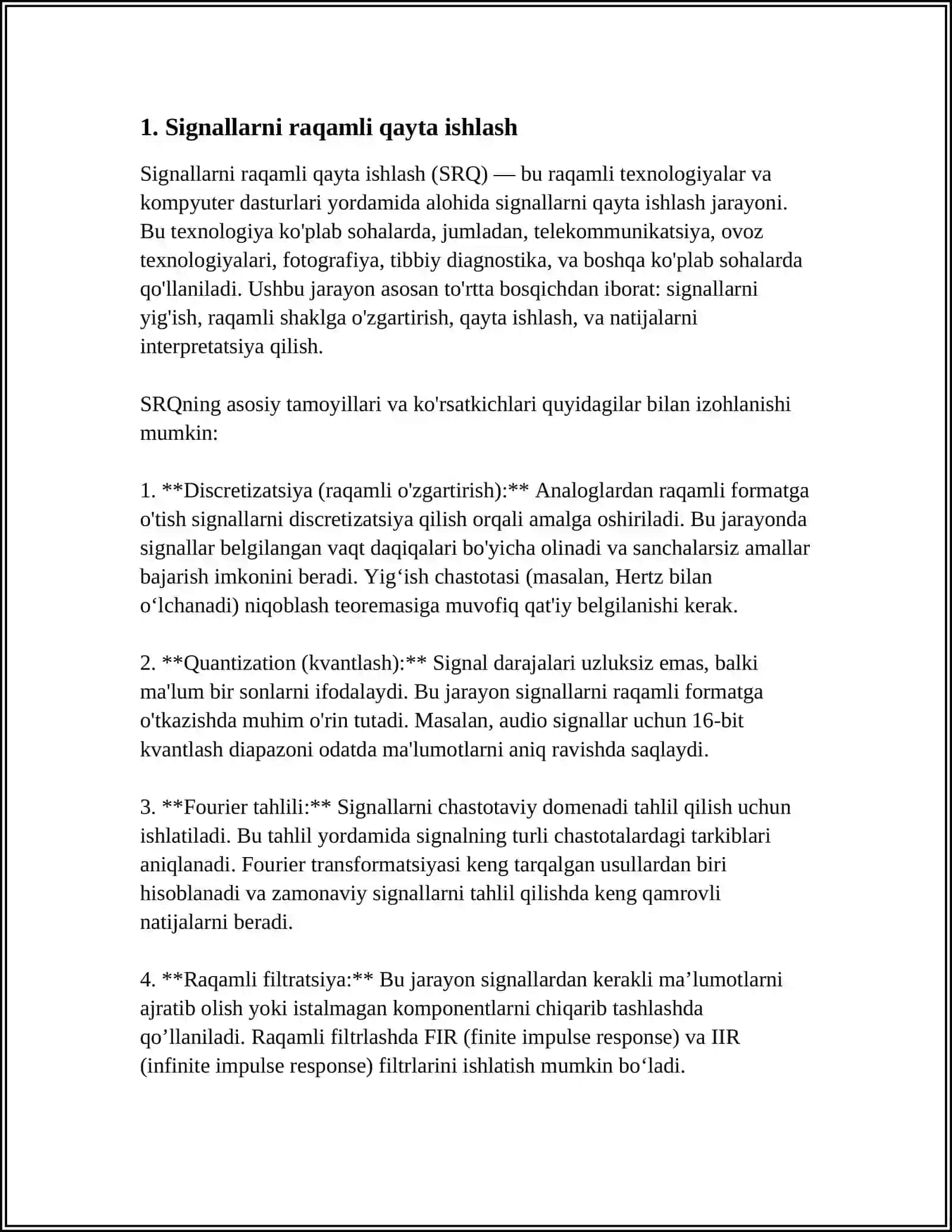 SIGNAL PROTSESSORLARI ULARNING TURLARI 3