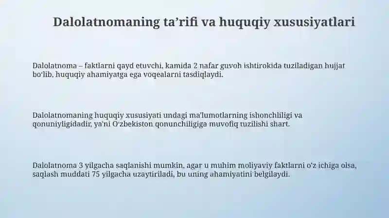 Dalolatnoma: mazmuni va amaliyotdagi ahamiyati 3