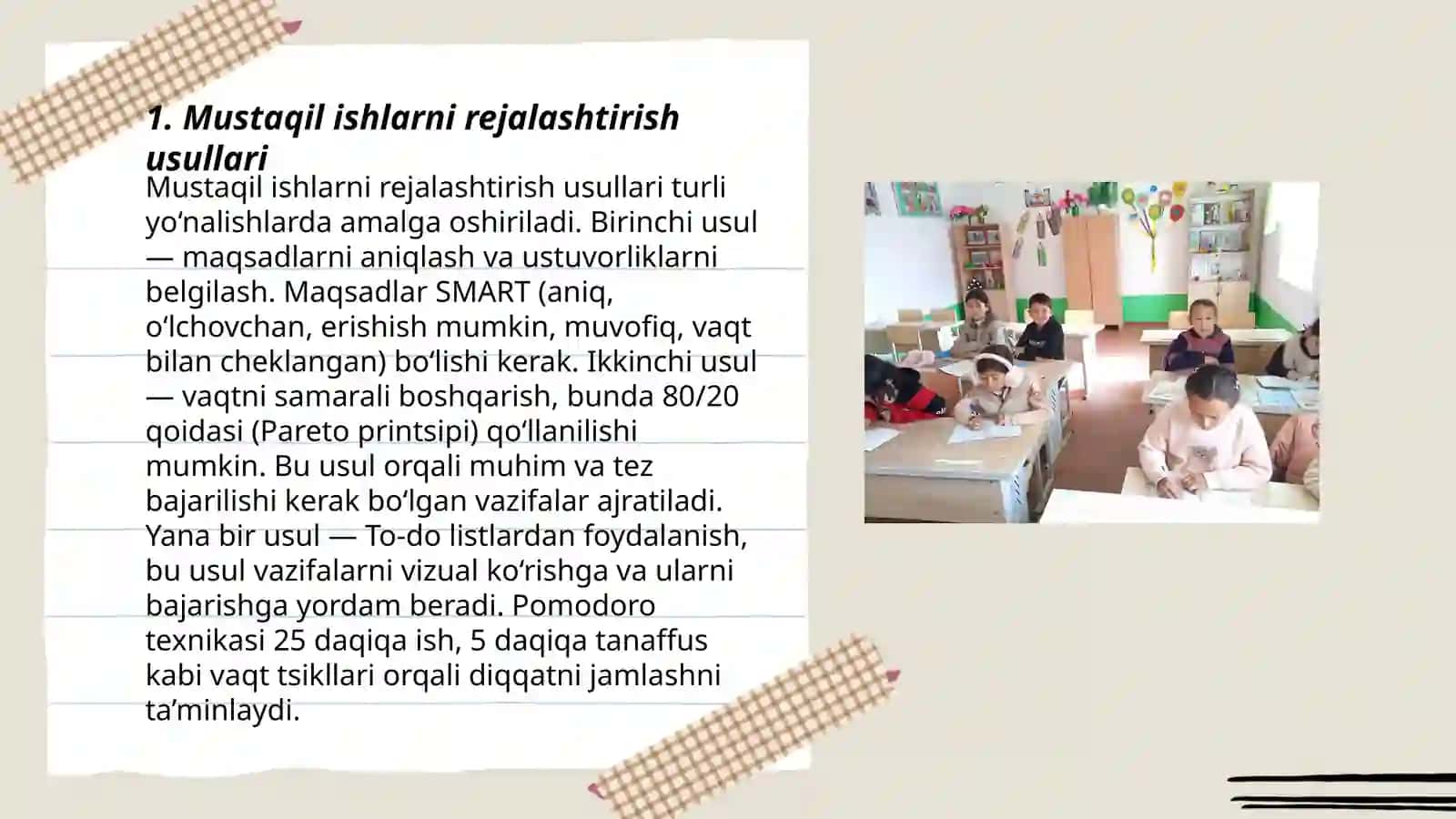 Oʻquvchilarning mustaqil ishlarini tashkil etish 3