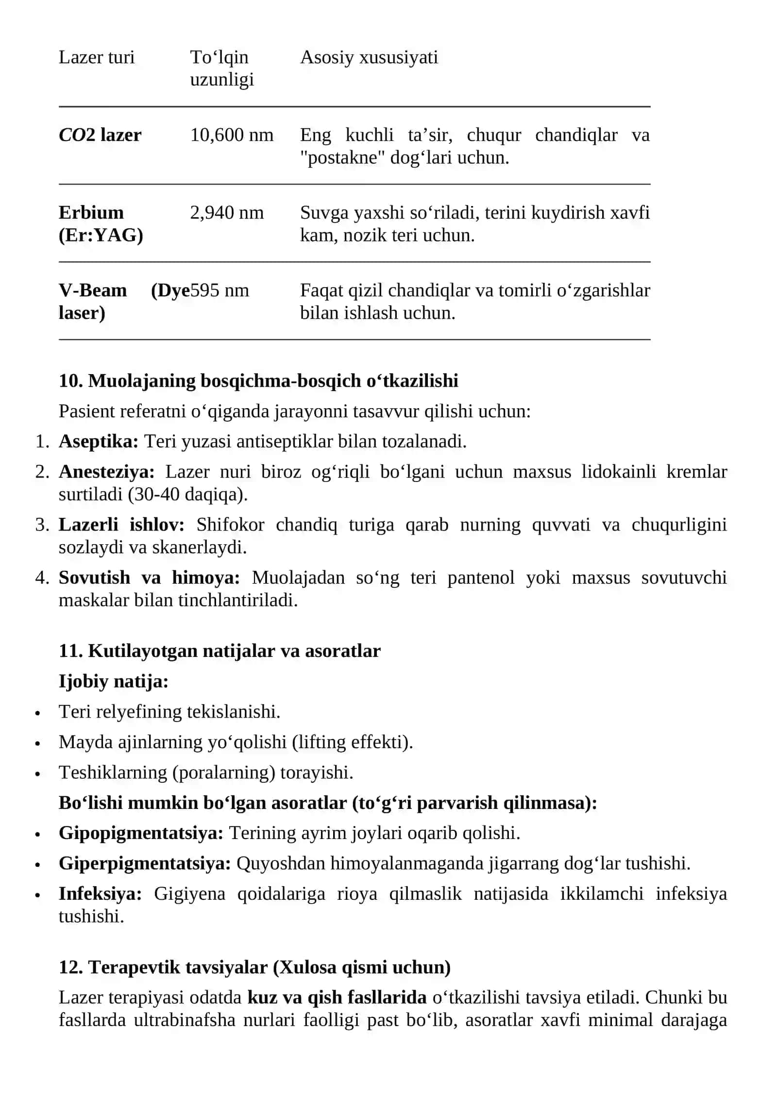 Xusunbuzardan qolgan chandiqlarda lazer terapiyasini qo‘llash 3
