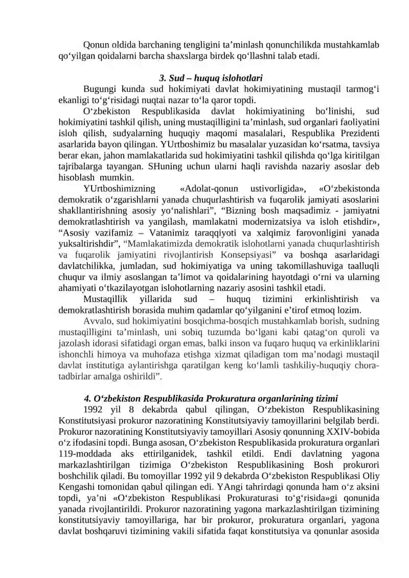 O‘zbekiston Respublikasi Konstitutsiyasida Sud Hokimiyati va Advokatura Hamda Prokuratura Organlari 3