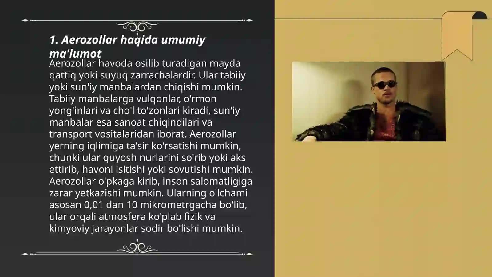 Aerozollar, ularning olinishi va yoʼqolish usullari 3