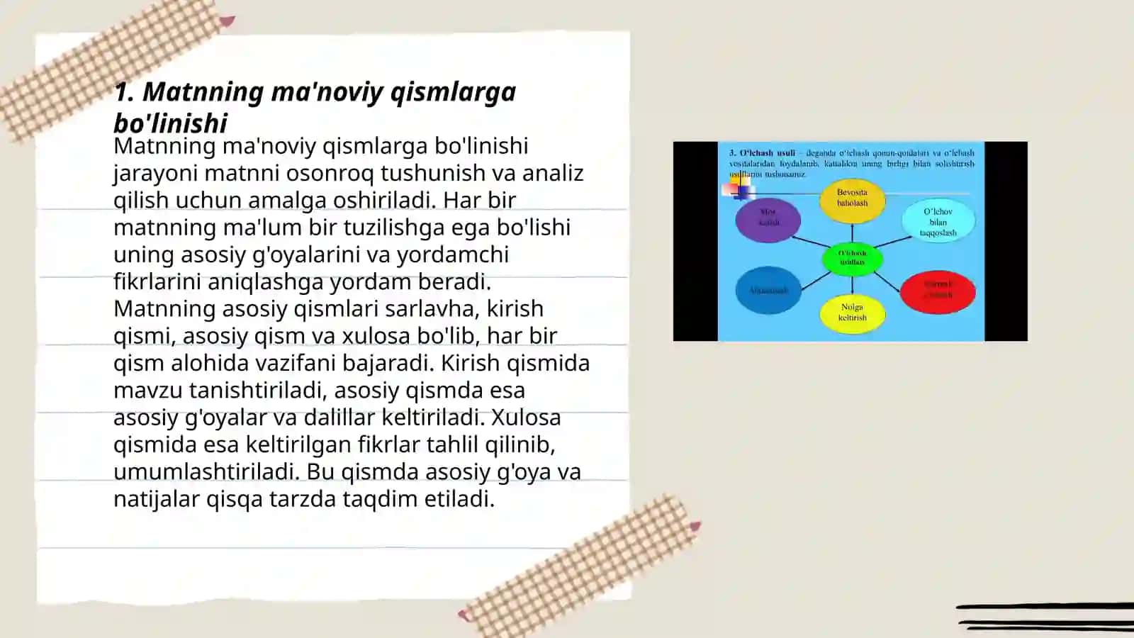 Matnni ma'noviy qismlarga bo‘lish tamoyillari 3