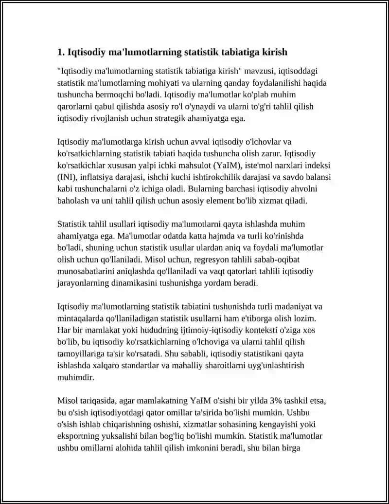 IQTISODIY MA'LUMOTLARNING STATISTIK TABIATI, IQTISODIY MA'LUMOTLARNI QAYTA ISHLASH 3