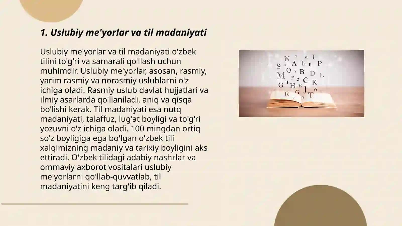 Uslubiy me'yorlar. Til gòzalligi va anniqligi 3