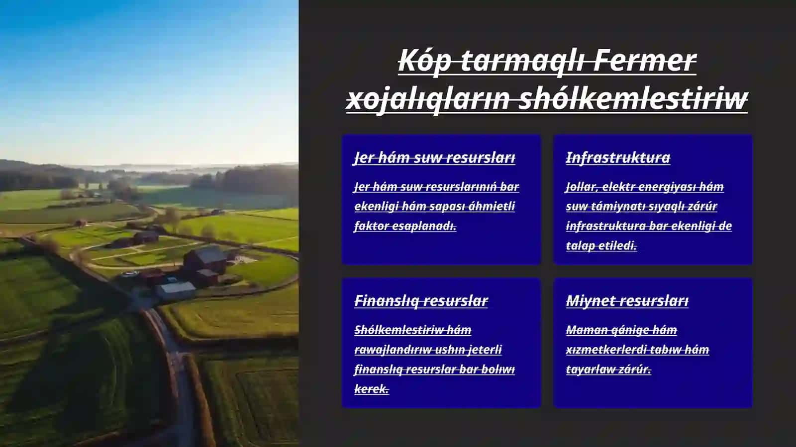 Kóp tarmaqlı fermer xojalıqlardı payda etiw hám basqarıw 3