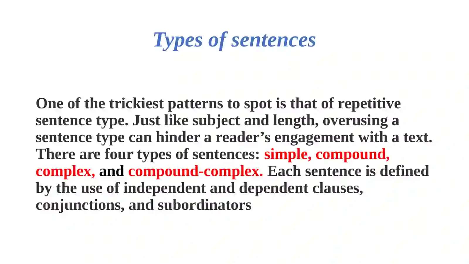 Theoretical aspects of English language. Types of sentences 3