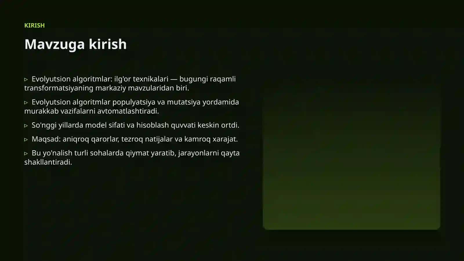 Evolyutsion algoritmlar: ilg'or texnikalari 3