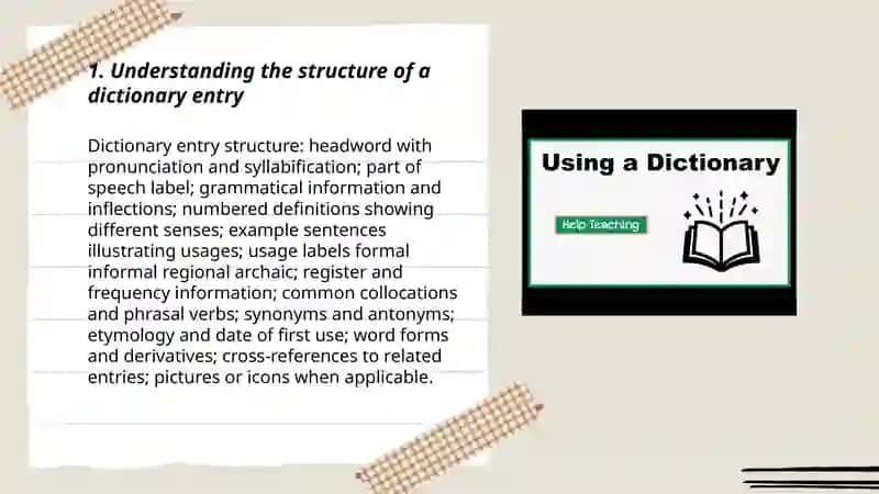 Understanding the structure of a dictionary entry 3
