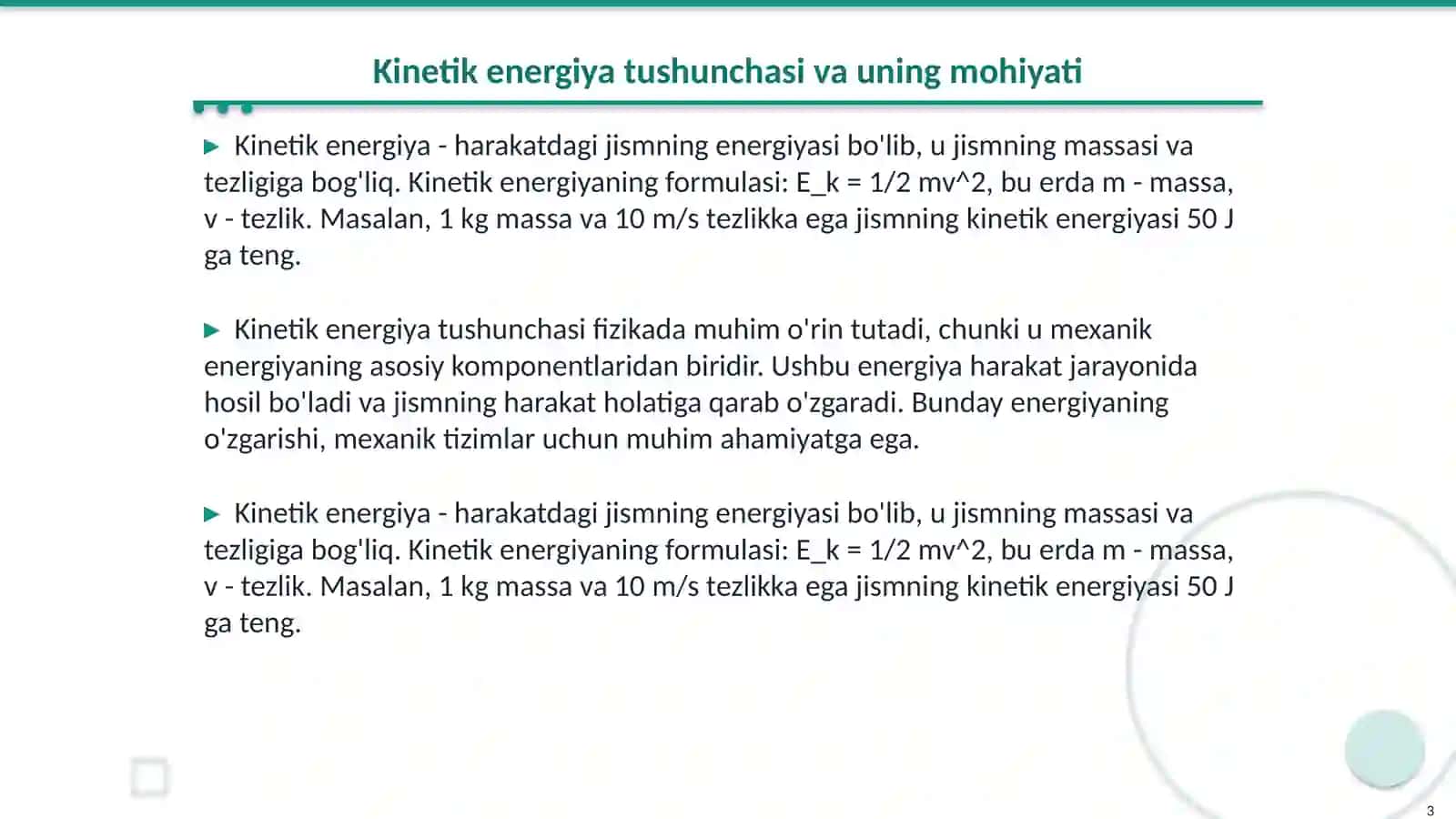 Sistema kinetik energiyasining strukturasi 3