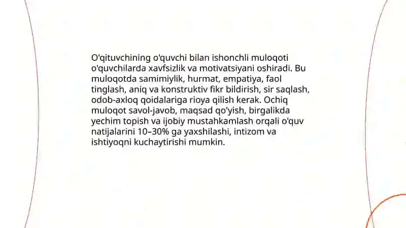 O'qituvchining o'quvchi bilan ishonchli muloqoti 3