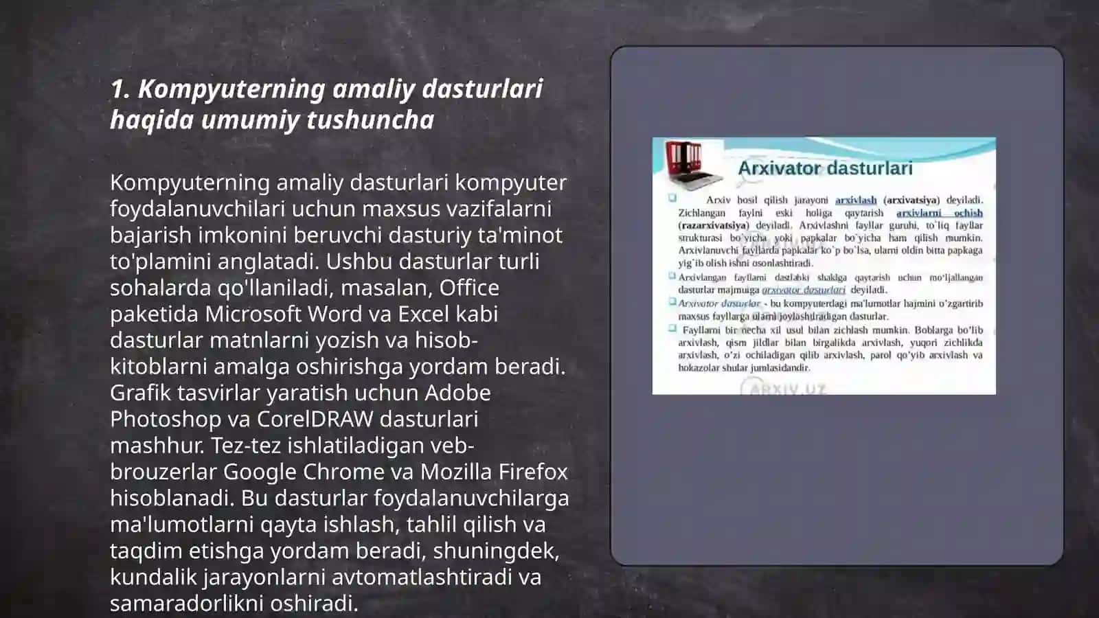 Kompyuterning amaliy dasturlari tarkibi bilan tanishish va ular bilan ishlashni oʻrganish 3