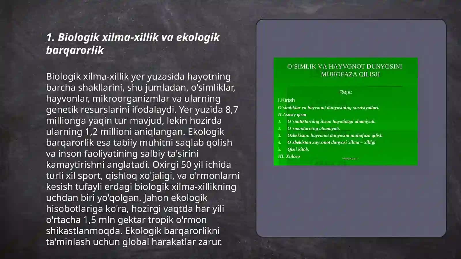 Biologik xilma-xillikni asrash muammolari 3