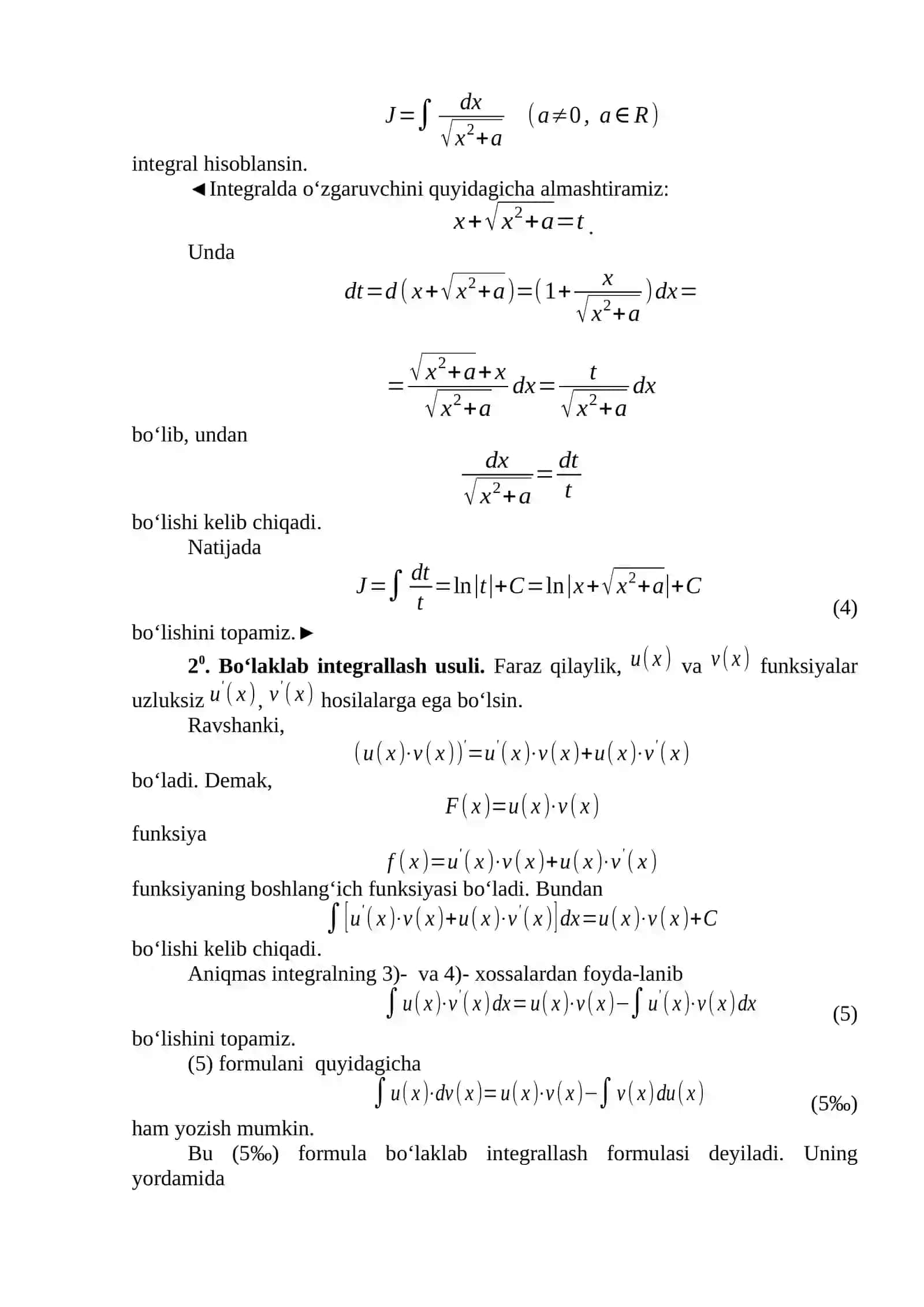Integrallash usullari 3