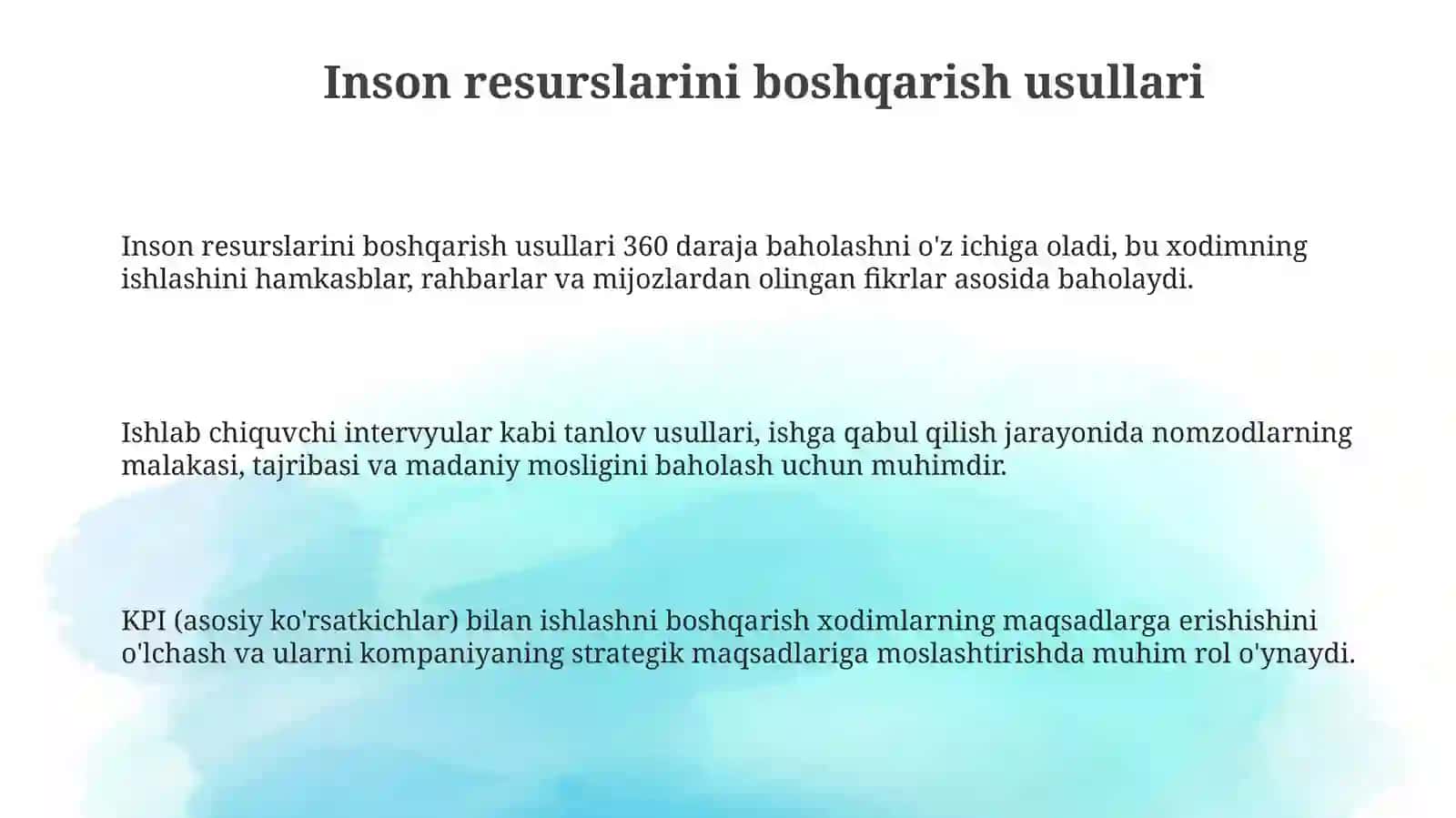 Inson resurslarini boshqarish usullari 3
