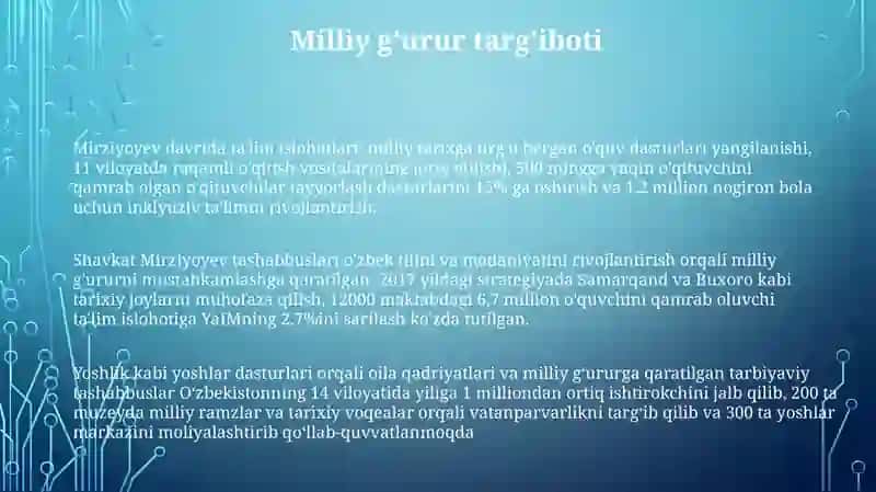 Mirziyoyev Davrida Ta'lim Islоhotlari 3