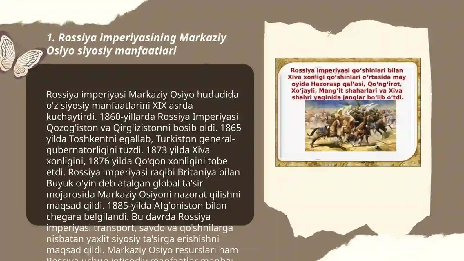 Rossiya imperiyasining Oʻrta Osiyoga harbiy yurishlari 3
