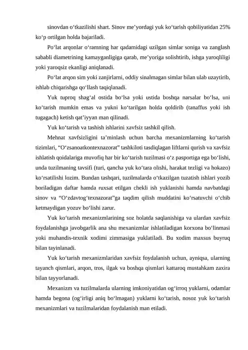 Yuk ko’taruvchi, tashuvchi transport vositalarining turlari va ularga qo’yiladigan xavfsizlik talablari 3