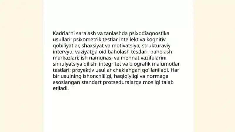 Iqtisod va biznes sohasida psixologiya.kadrlarni tanlash va boshqarish psixologiyasi 3