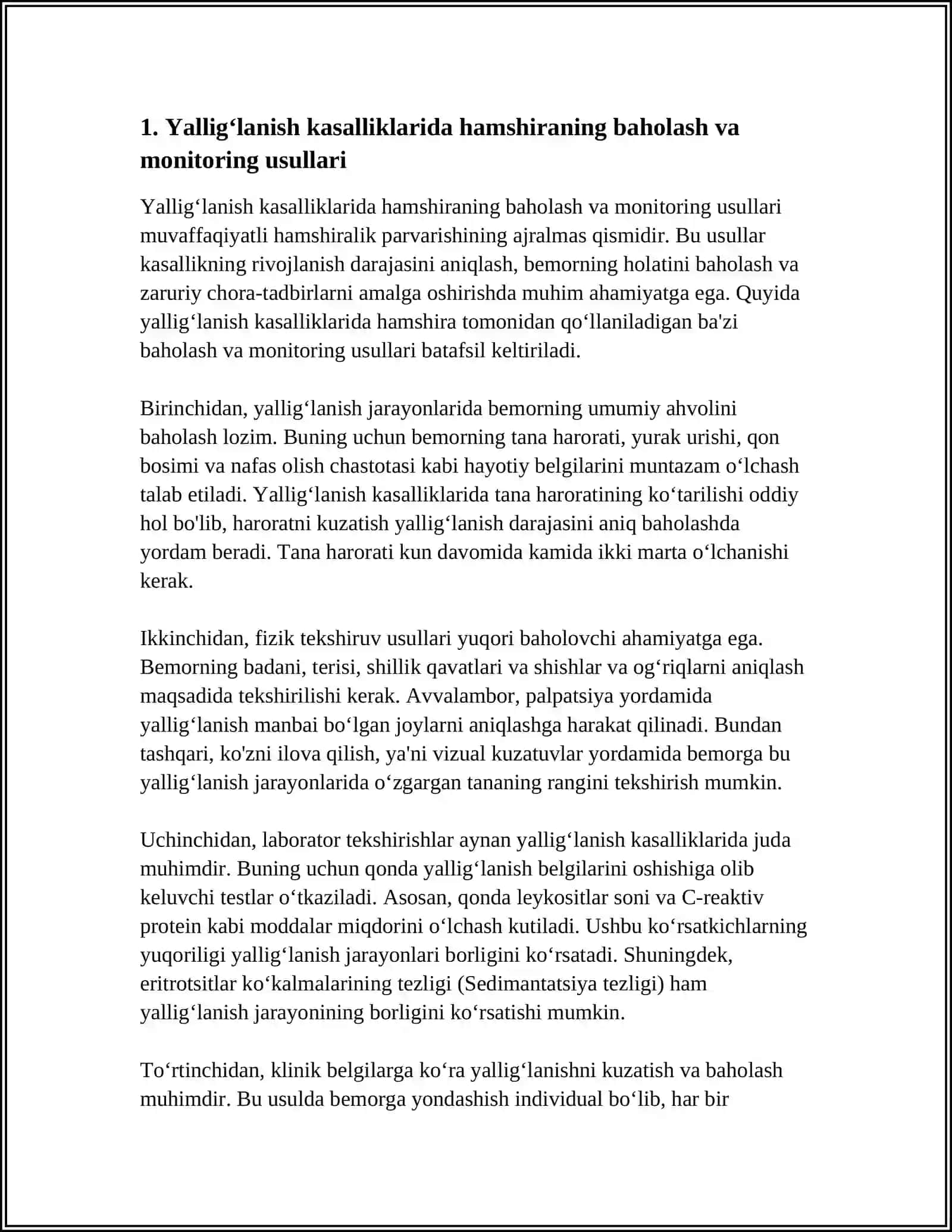 YALLIGʻLANISH KASALLIKLARDA HAMSHIRALIK PARVARISHI 3