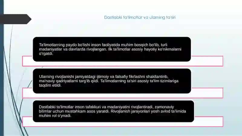 Ta'limotlarning paydo bo'lishi inson tafakkurining rivojlanishi bilan bog'liq 4
