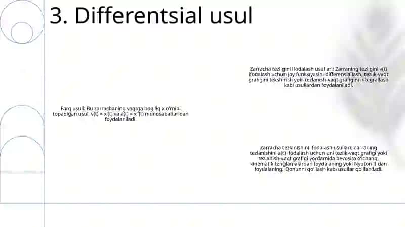 Moddiy Nuqta Harakatini Ifodalash Usullari 4