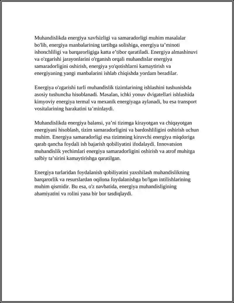 MUHANDISLIKDA ENERGIYA TUSHUNCHASI VA UNING TURLARI 4