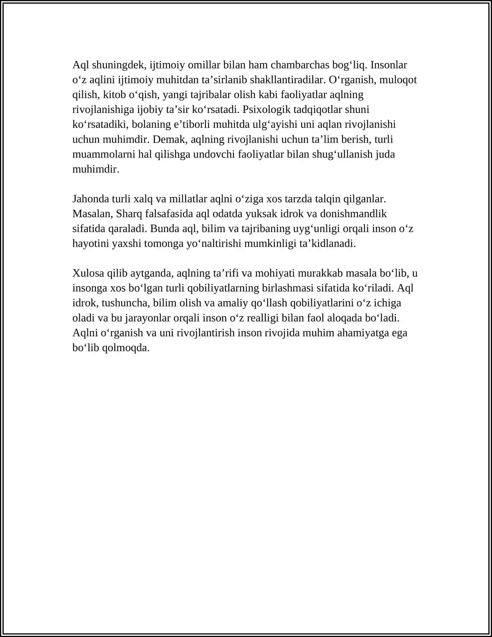 AQL HAQQINDA TUSINIK HA'M ONIN' QASIYETLARI 4