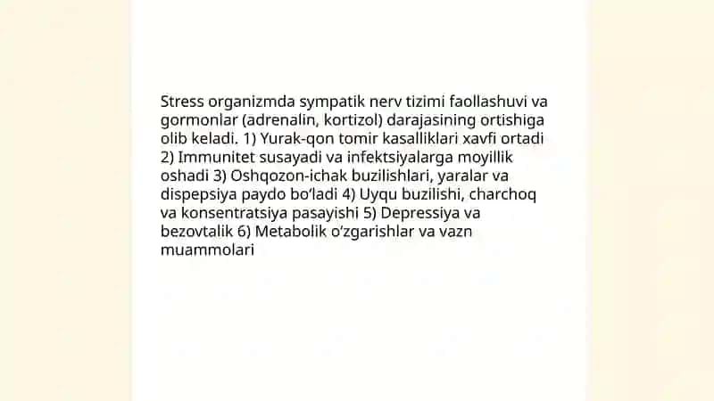 Ruhiy-fiziologik omillarga geginik tarif organizmga ularning zararli tasini oldini olish tadbirlari 4