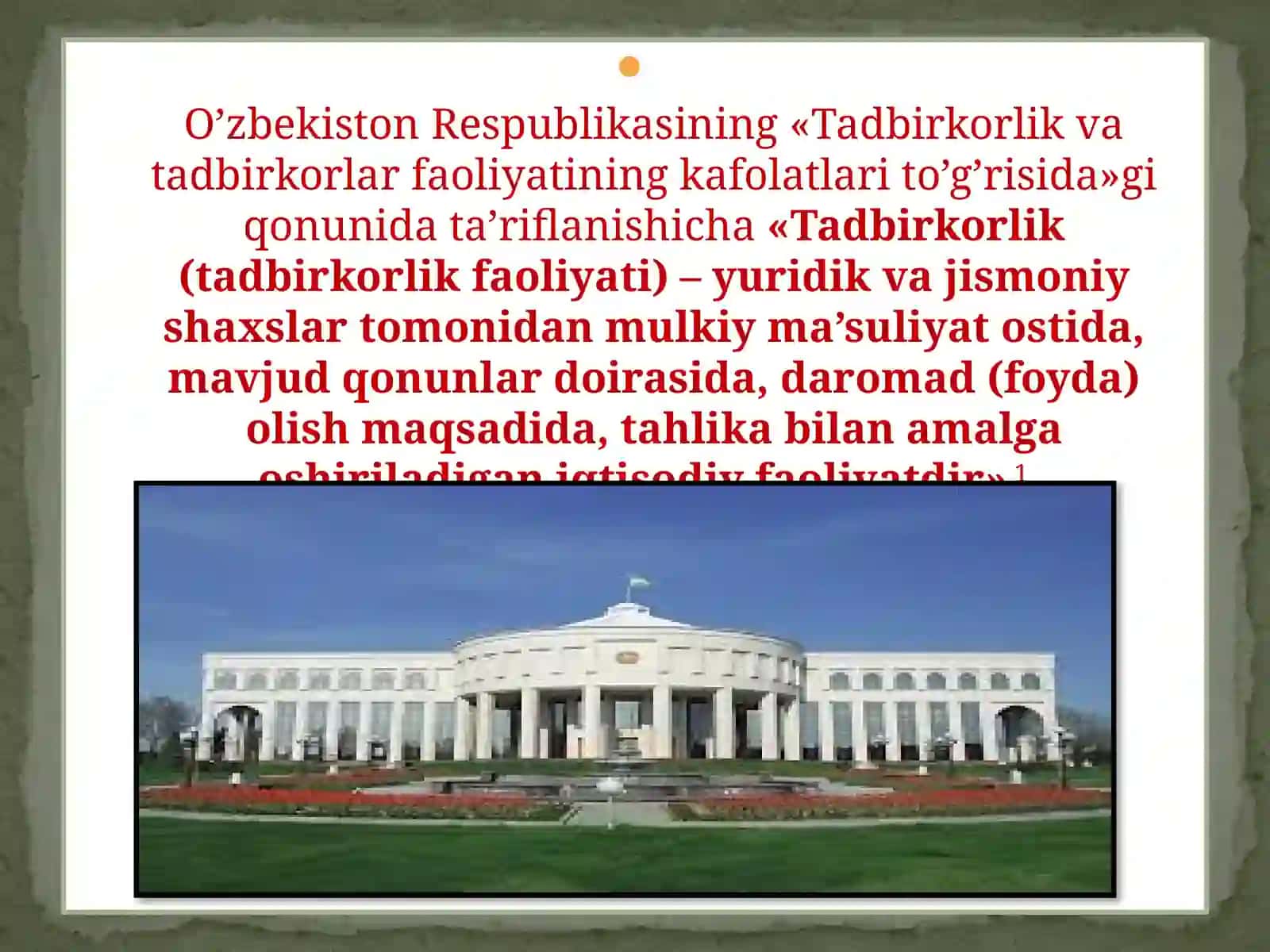 Tadbirkorlik faoliyati. Tadbirkorlik kapitali va uning aylanishi 4