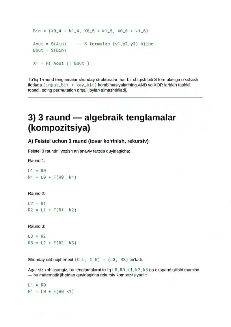 Monom va Polinomlar Jadvali (Truth Table) S-Box uchun 4