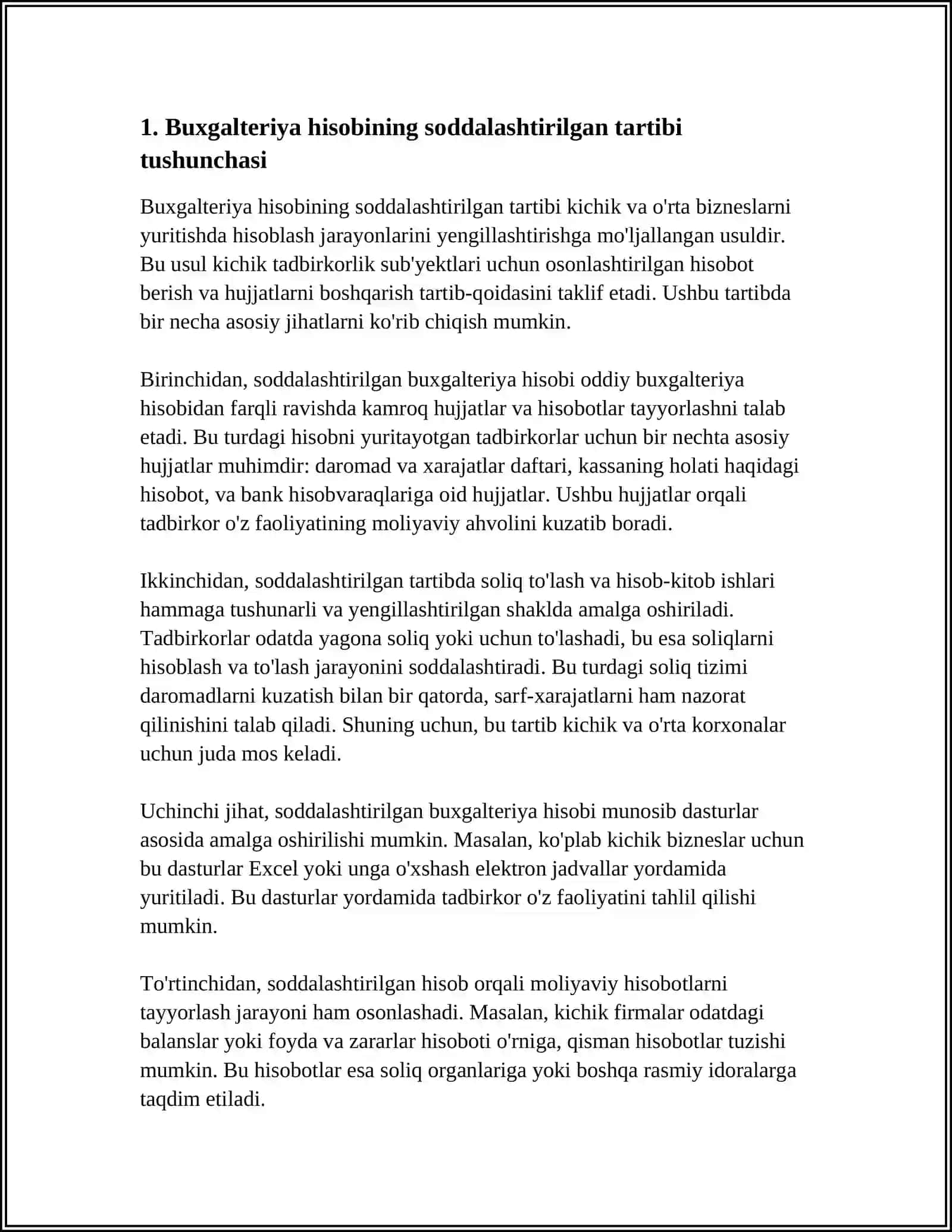 Kichik Tadbirkorlik Subyektlari Tomonidan Buxgalteriya Hisobini Yuritishning Soddalashtirilgan Tartibi 4