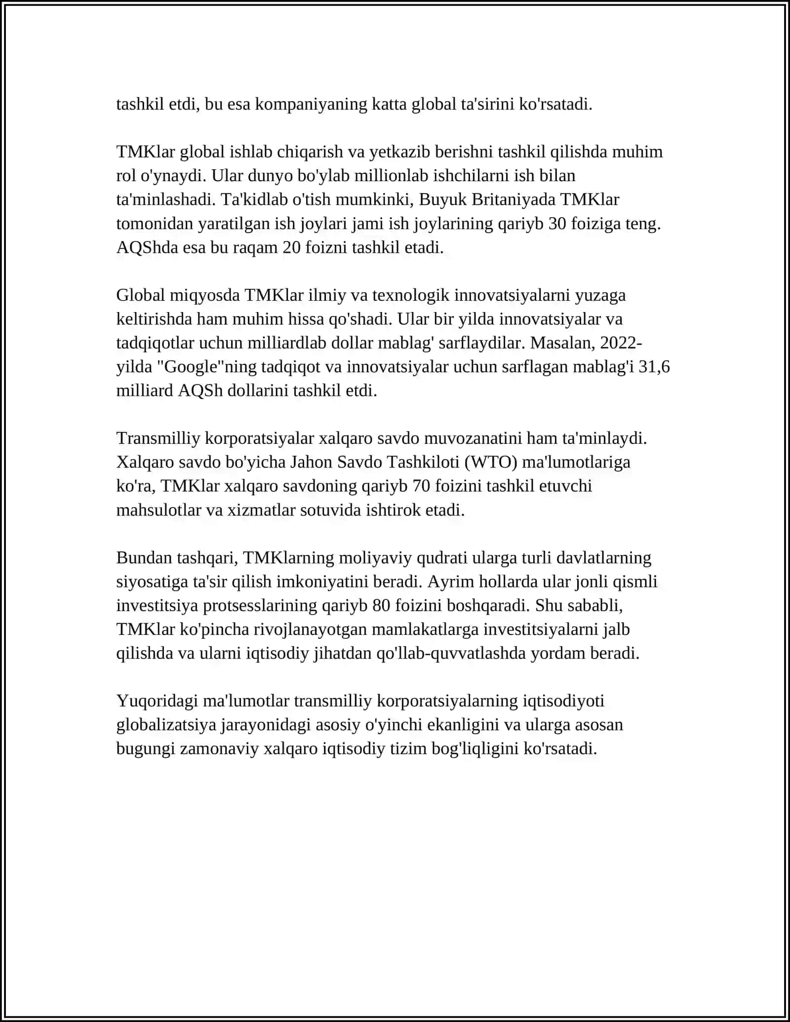 GLOBALLASHUV SHAROITIDA TRANSMILLIY KORPORATSIYALAR 4