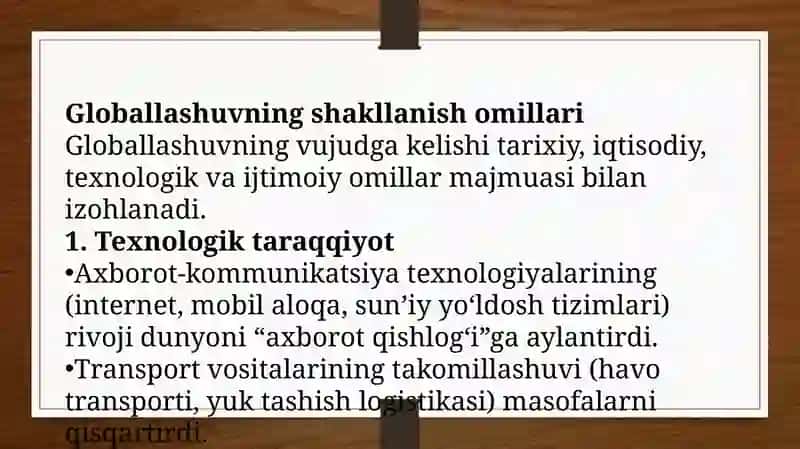 Globallashuv, globalistika va barqaror taraqqiyotning ustuvor yo’nalishlari 4