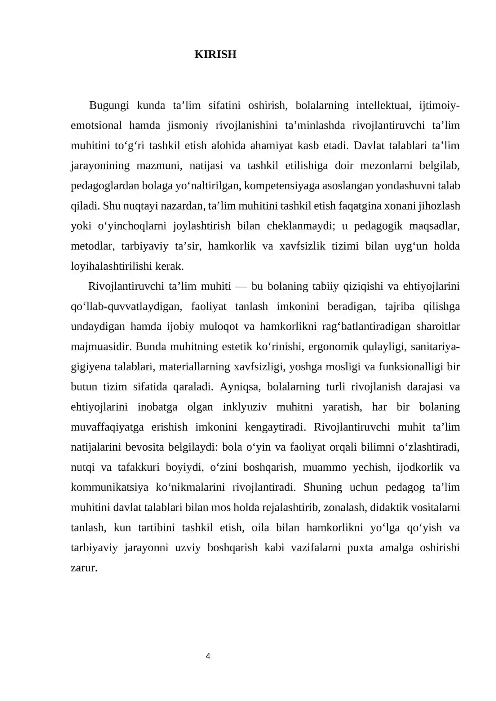 Davlat talablari asosida rivojlantiruvchi ta’lim muhitini tashkil etish 4