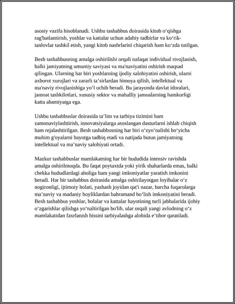 Besh tashabbus va uning yuksak ma'nviy madaniyatni ta'minlashdagi o'rni 4