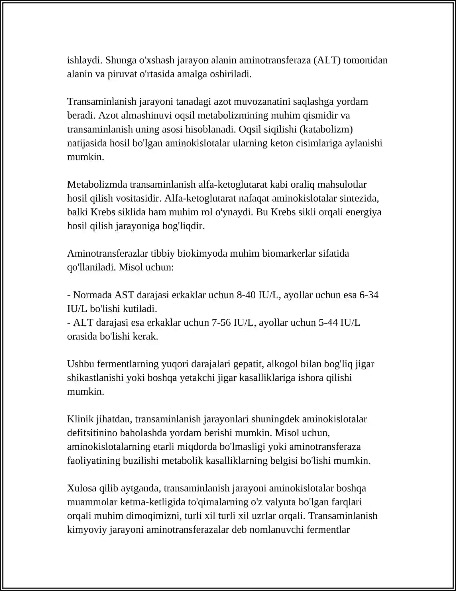 TRANSAMINLANISH, TRANSAMINOZLA.VITAMIN B6 NING KOFERMINTLIK VAZIFASI 4