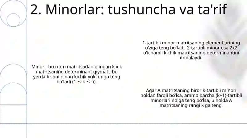 Matritsa rangini minoralar orqali topish usuli 4