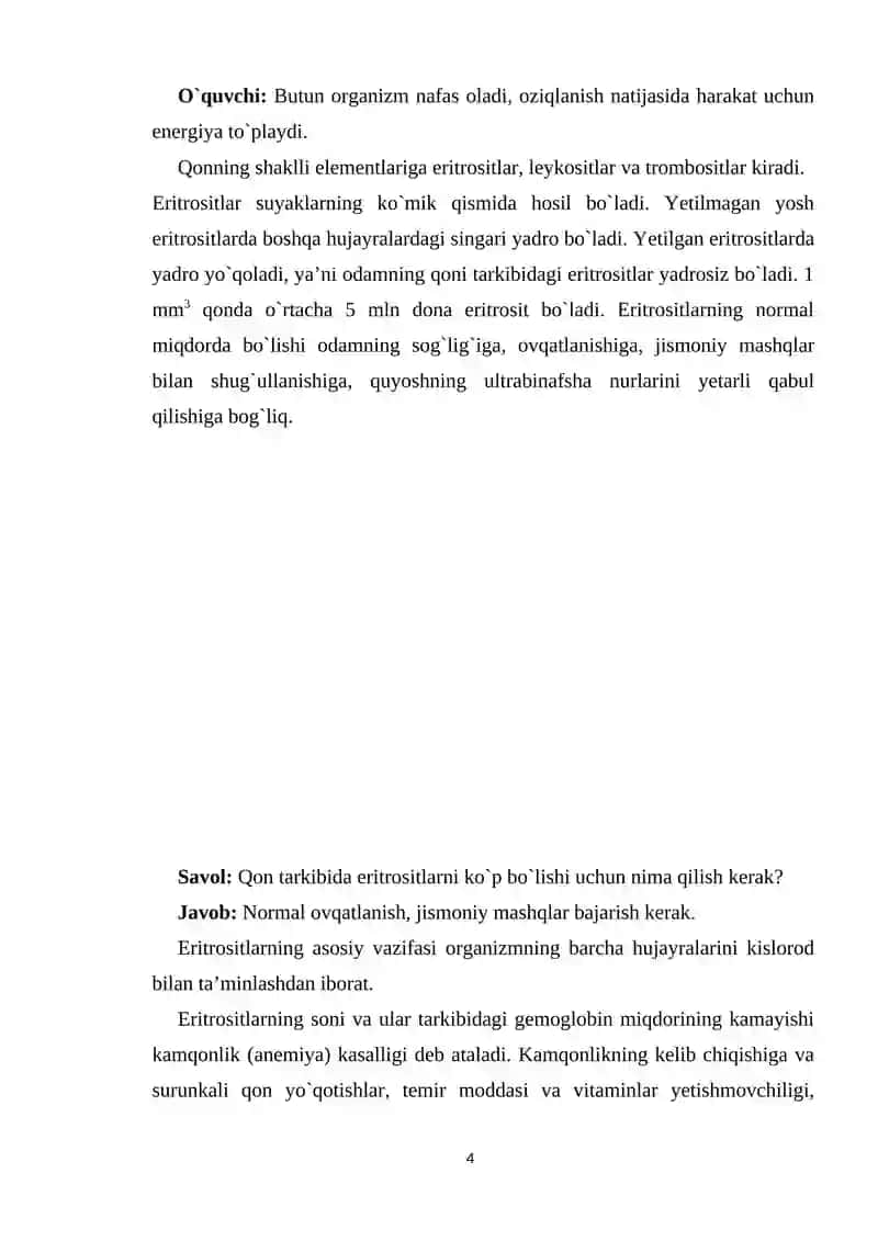 Biologiya(Sitologiya va genetika asoslari)fanidan 1-soatlik dars ishlanma 4
