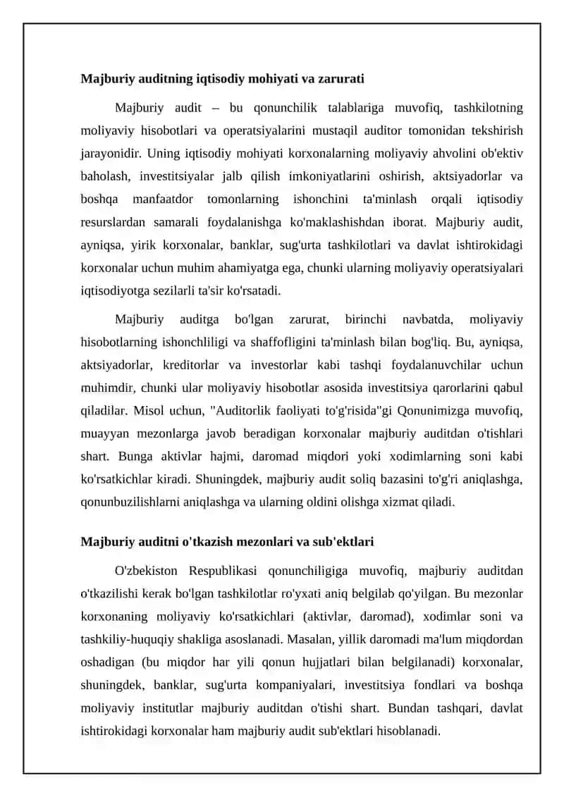 Majburiy auditorlik tekshiruvi va uni tashkil etish masalalari 4