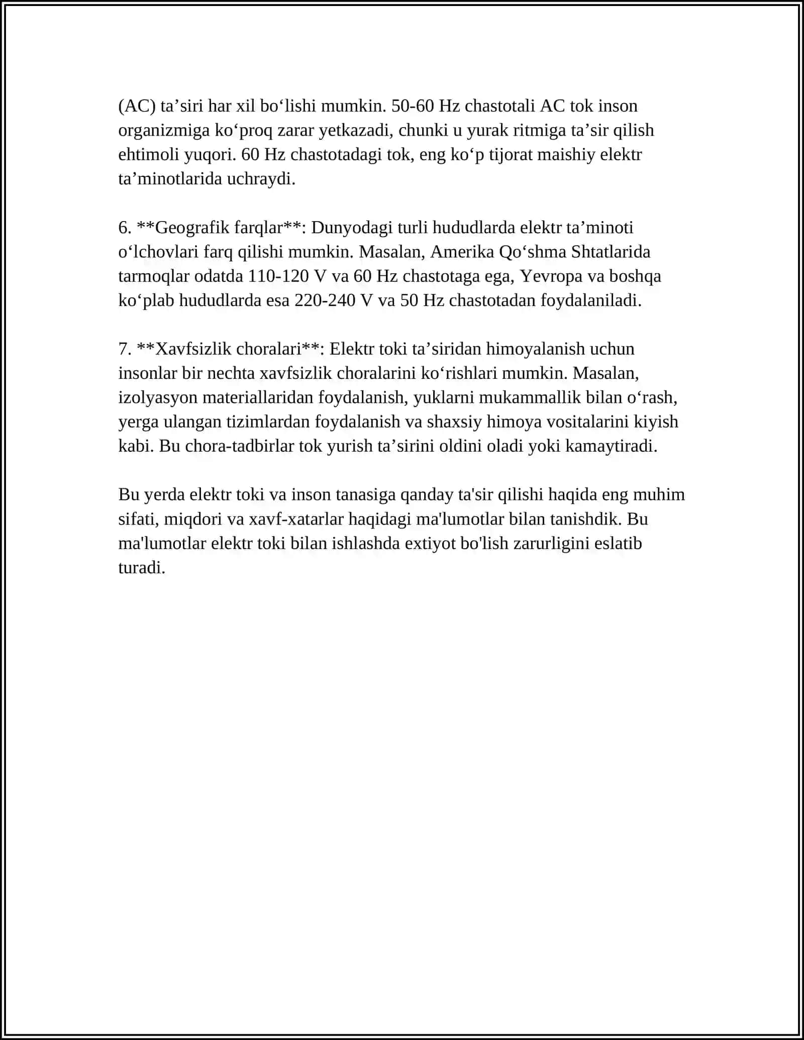 ELEKTR TOKININIG ORGANIZMGA TA'SIRI 4