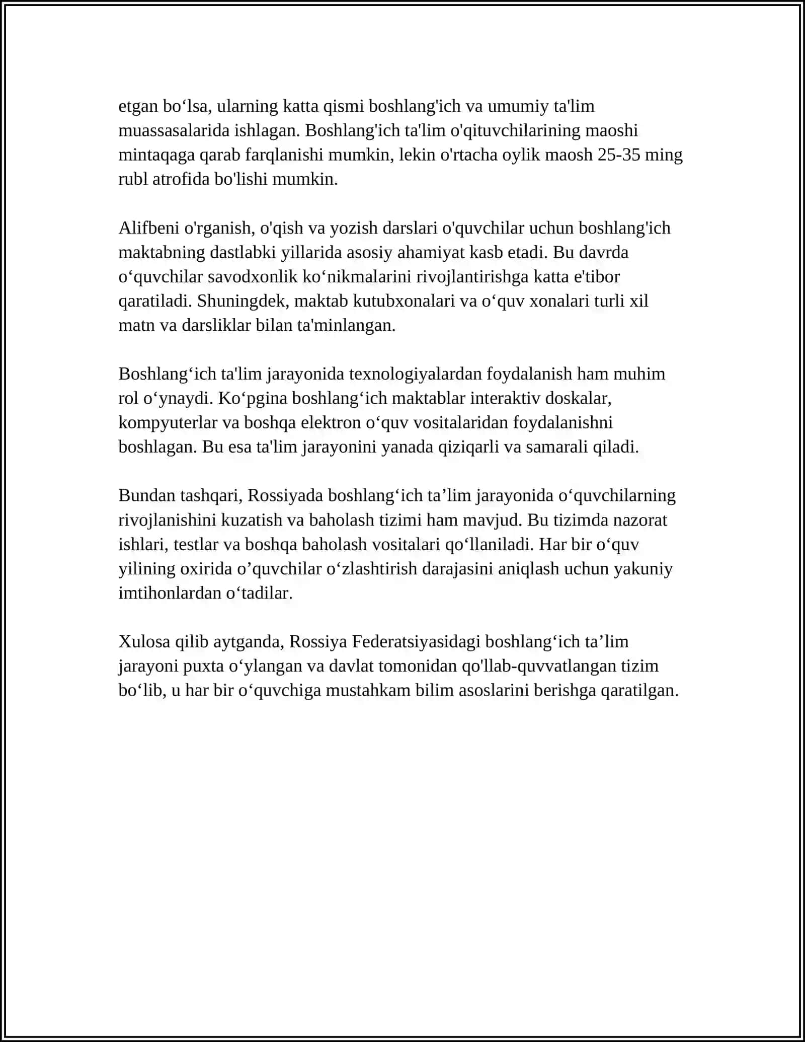 ROSSIYA FEDERATSIYASIDA BOSHLANGʻICH TA'LIM 4