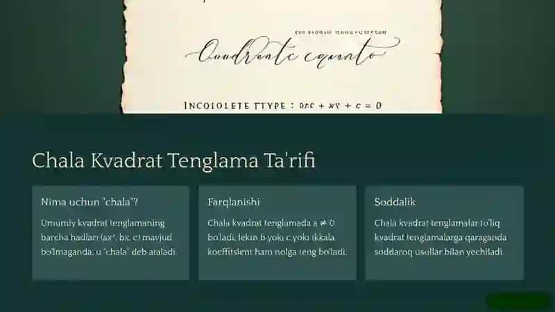 Chala Kvadrat Tenglamalar: Kirish 4