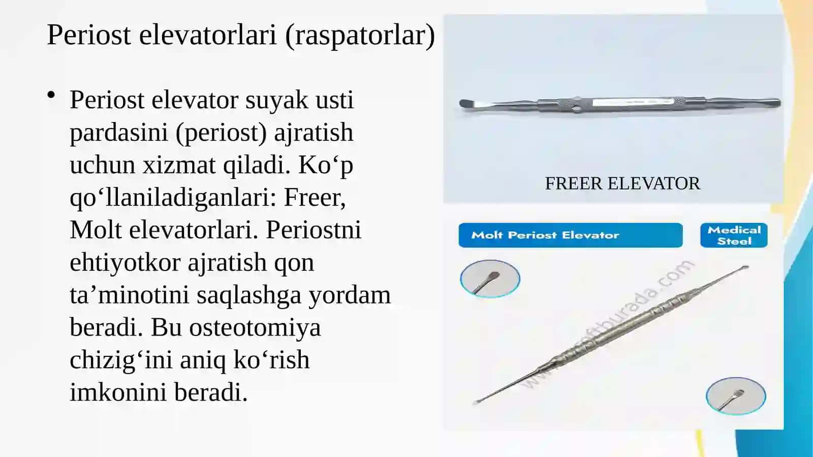 Osteotomiyada ishlatiladigan asbob-anjomlar     Остеотомияда ишлатиладиган инструментлар 4