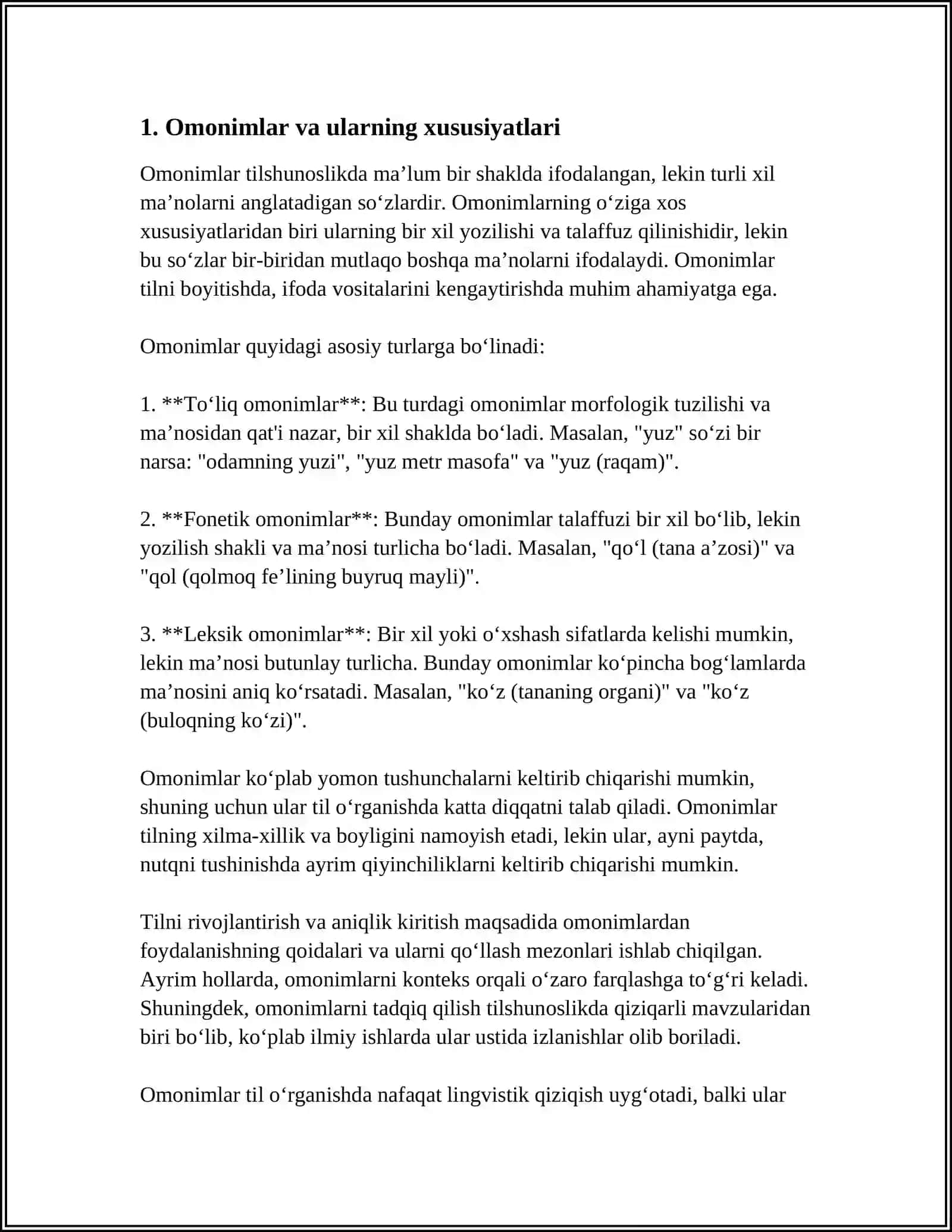 O'ZBEK TILIDA OMONIM,SINONIM,ANTONIM VA PARONIMLARNING TURLARI VA USLUBIY XUSUSIYATLARI 4